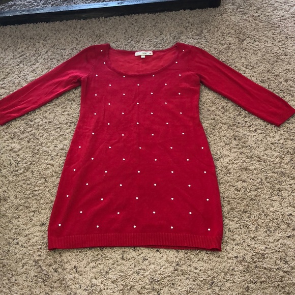 Derek Heart Sweaters - Red Sparkled Tunic